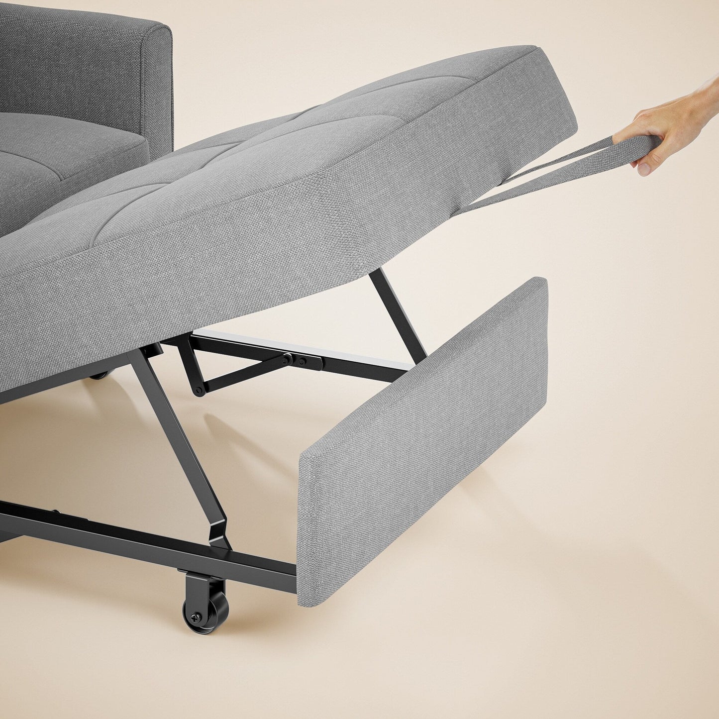 Canapé-lit gigogne 3 en 1, convertible, réglable, pliable et rembourré