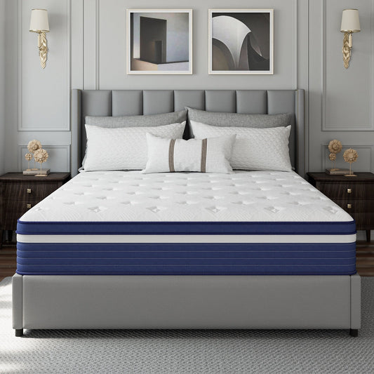Matelas hybride à ressorts SweDrea 10 po, ferme et rafraîchissant, certifié CertiPUR-US, SGS et OEKO-TEX.