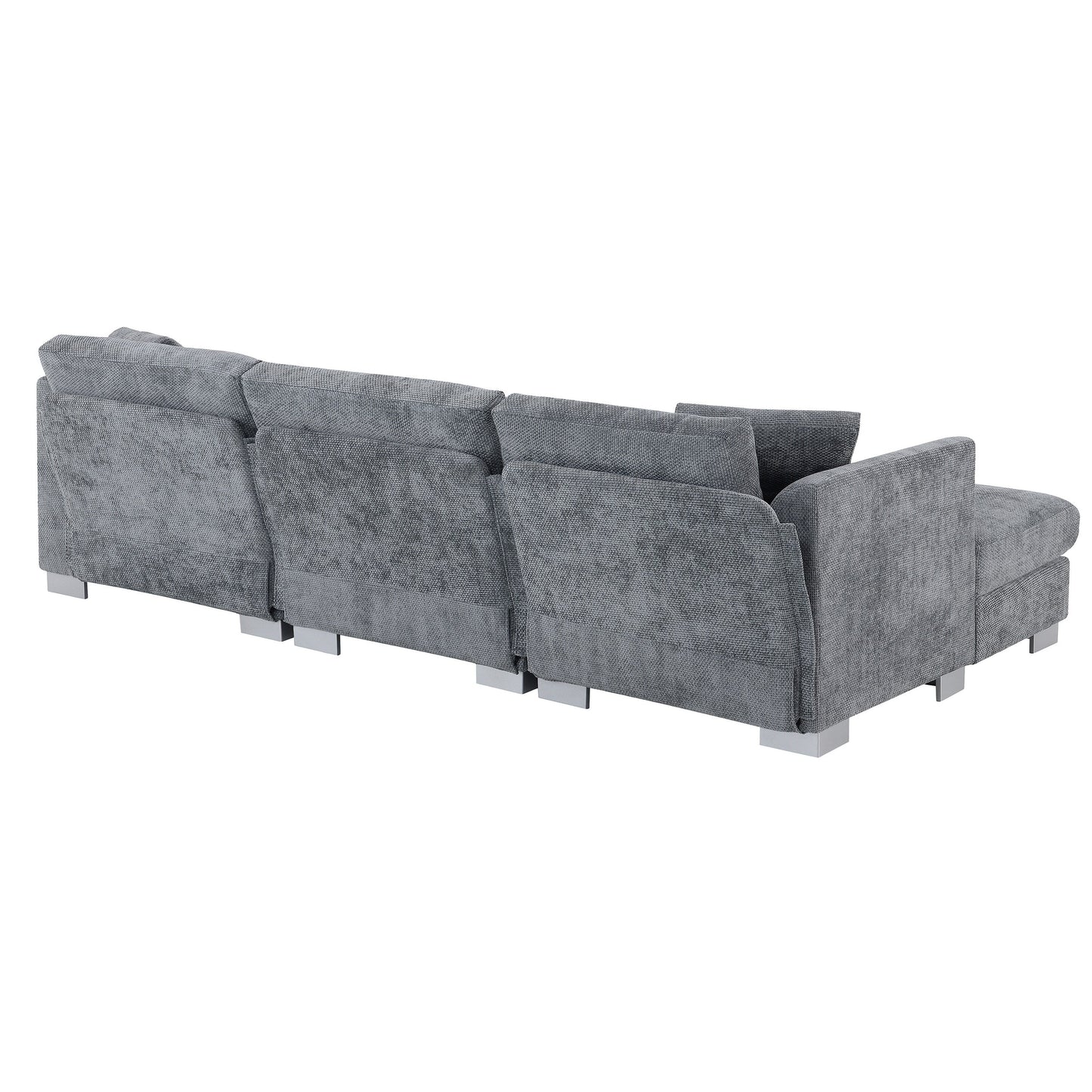 Canapé sectionnel Cloud, ensemble de canapés de luxe en forme de L avec 2 oreillers gratuits, mobilier d'intérieur 4 places en chenille avec méridienne surdimensionnée