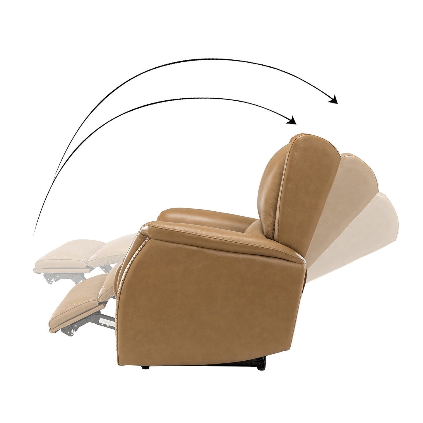 Fauteuil inclinable électrique en cuir véritable Eduardo avec port USB, lot de 2