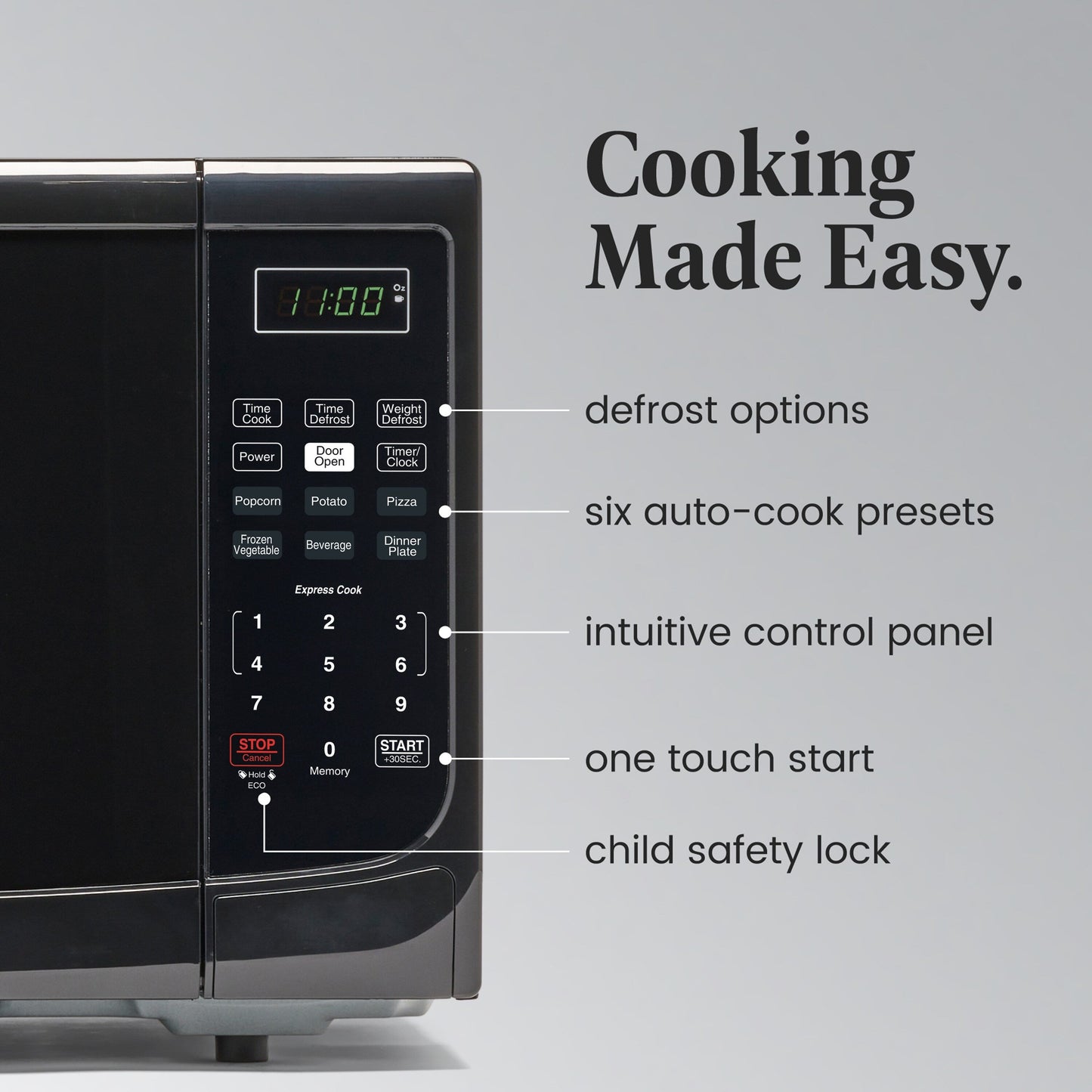 Four à micro-ondes de comptoir Farberware de 1 000 W et 1,1 pi³ avec éclairage LED et verrouillage enfant