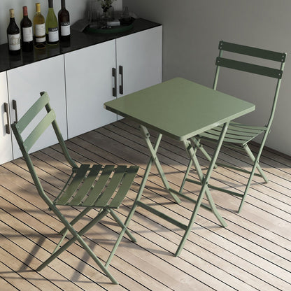 Ensemble bistro minimaliste de patio 3 pièces avec table carrée pliable et chaises - 3 pièces