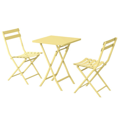 Ensemble bistro minimaliste de patio 3 pièces avec table carrée pliable et chaises - 3 pièces