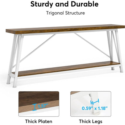 Table console d'entrée de style industriel extra-longue de 70,9 pouces