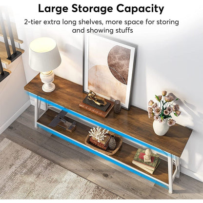 Table console d'entrée de style industriel extra-longue de 70,9 pouces