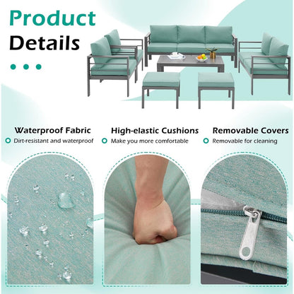 Ensemble de meubles de patio en aluminium AECOJOY 7 pièces Ensemble de conversation d'extérieur