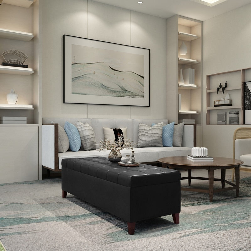 Banc ottoman de rangement en cuir reconstitué Adeco 50