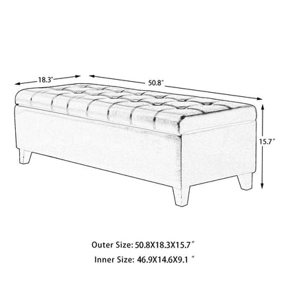 Banc ottoman de rangement en cuir reconstitué Adeco 50