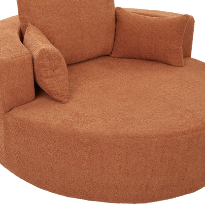 Fauteuil d'appoint en chenille, fauteuil rond avec base pivotante à 360 degrés et 3 coussins amovibles