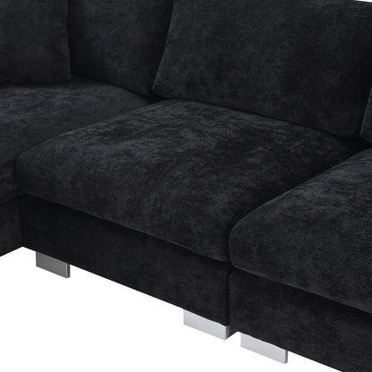 Canapé sectionnel Cloud, ensemble de canapés de luxe en forme de L avec 2 oreillers gratuits, mobilier d'intérieur 4 places en chenille avec méridienne surdimensionnée