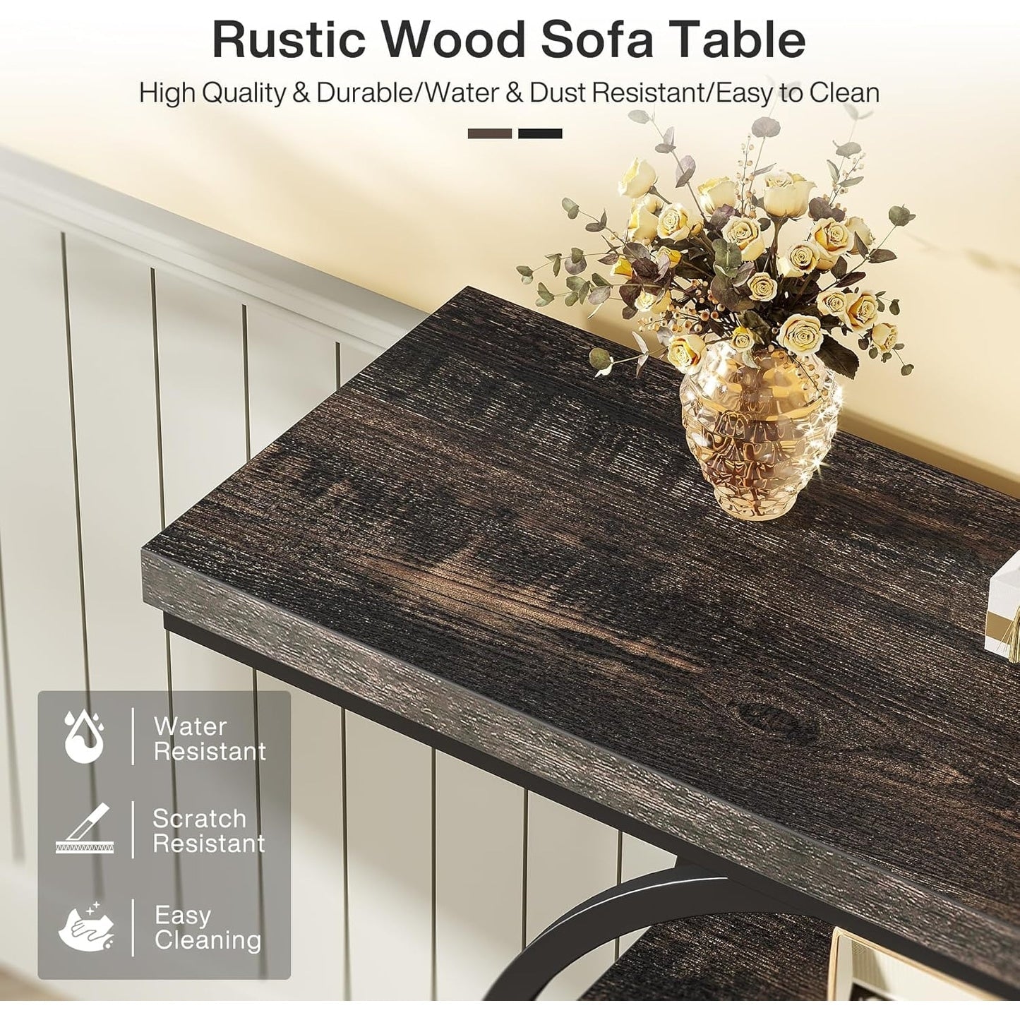 Console d'entrée, table de canapé industrielle à 4 niveaux derrière le canapé