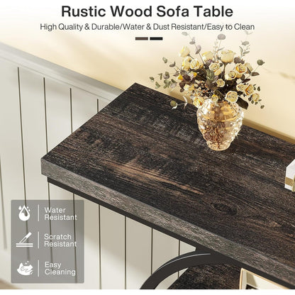 Console d'entrée, table de canapé industrielle à 4 niveaux derrière le canapé