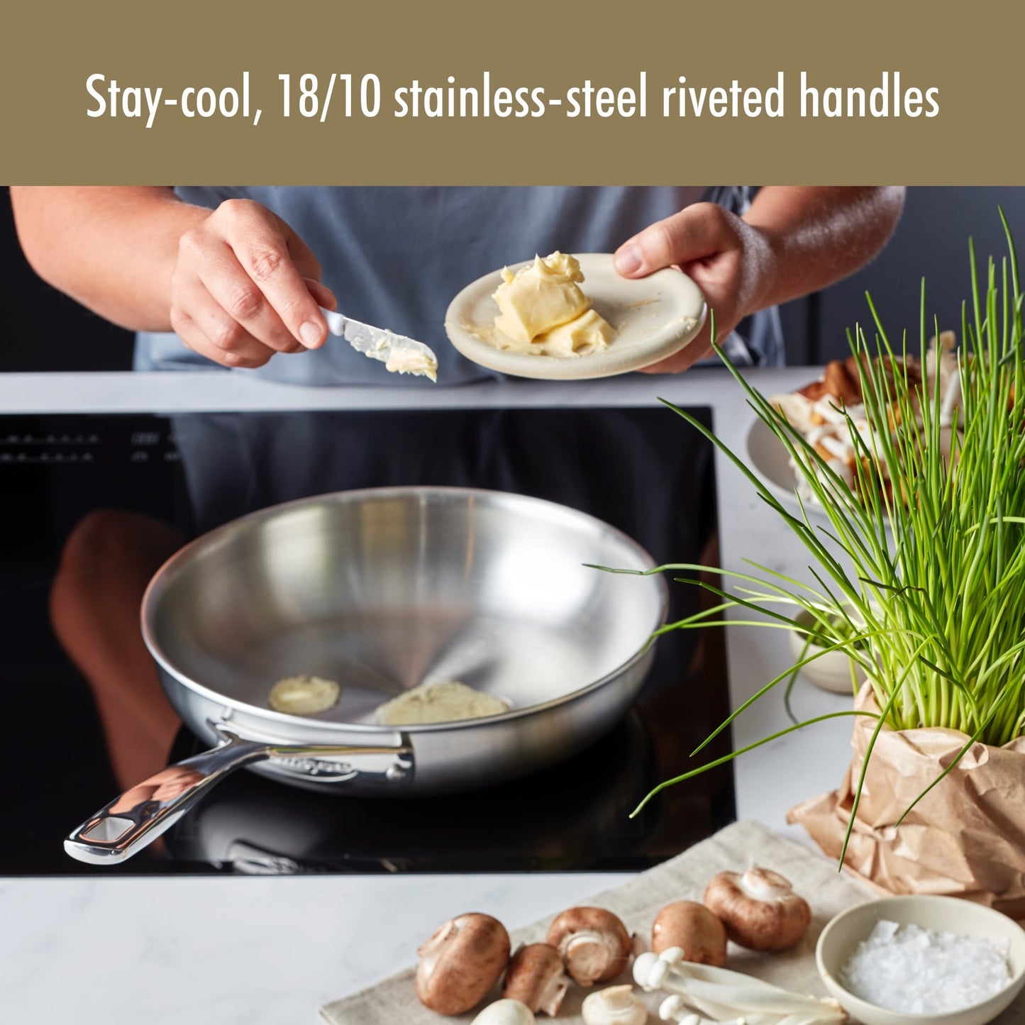 Poêle à frire DEMEYERE Essential en acier inoxydable 5 couches