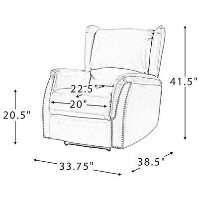 Fauteuil inclinable électrique en cuir véritable Eduardo avec port USB, lot de 2