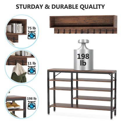 Ensemble de porte-manteaux et de bancs à chaussures pour entrée, porte-manteaux et porte-chaussures de style industriel