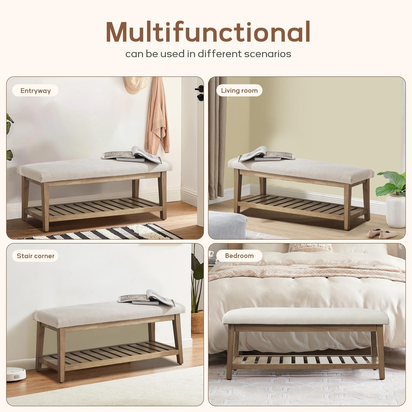 Banc à chaussures d'entrée Banc de rangement Banc rembourré