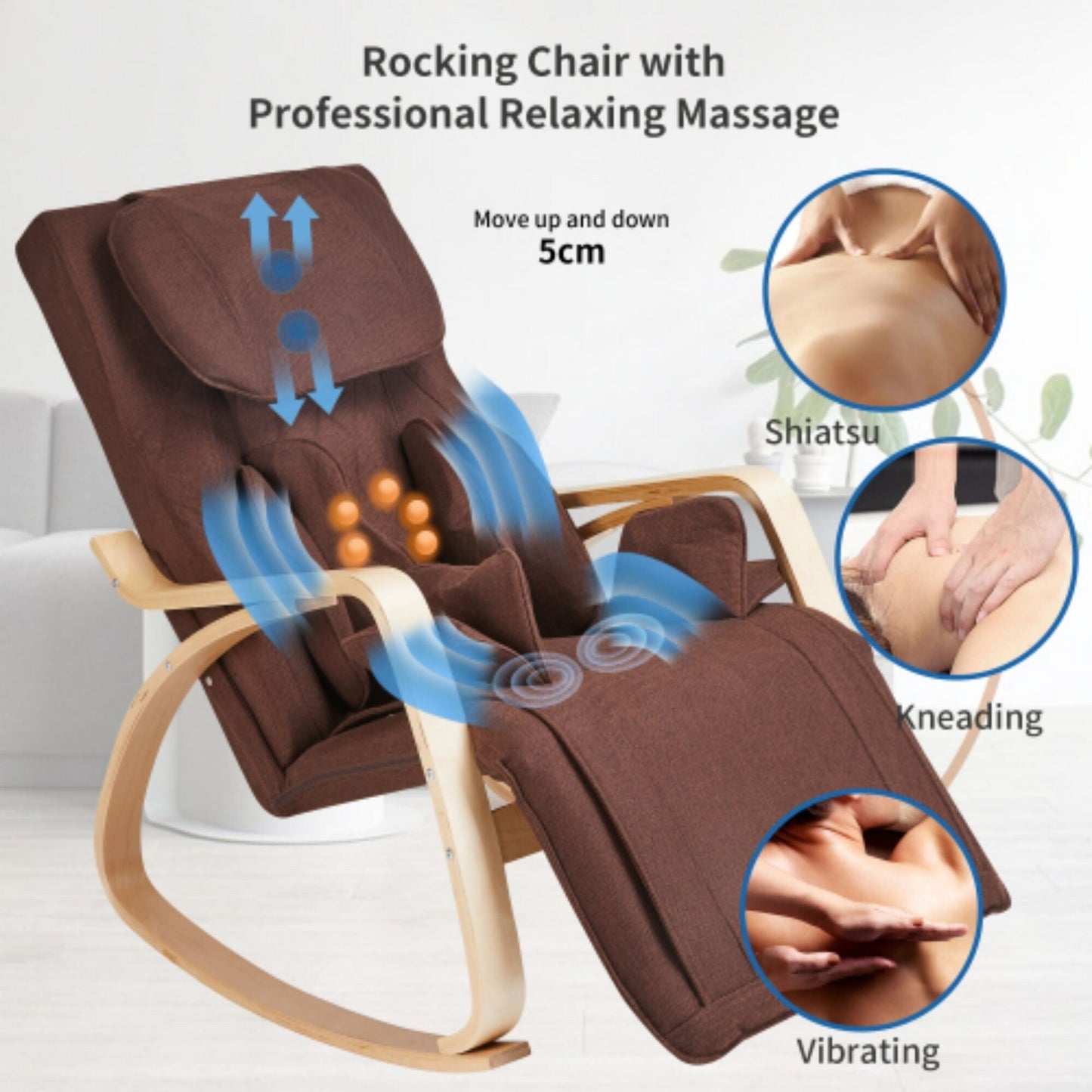 Fauteuil inclinable à air comprimé avec fonction massage complète, fauteuil de relaxation réglable à bascule avec coussin en coton