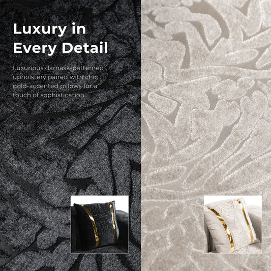 Canapé Maxine Glam en bois massif avec coussins décoratifs de Furniture of America