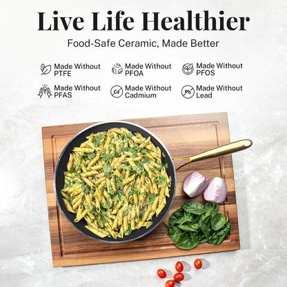 Batterie de cuisine antiadhésive en céramique noire Gotham Steel, 15 pièces, avec ustensiles