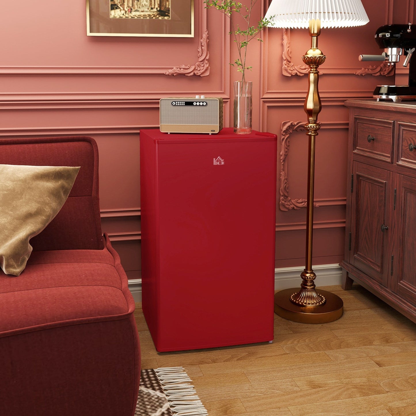 Mini-réfrigérateur HOMCOM de 3,2 pi³ avec congélateur, réfrigérateur compact à une porte avec thermostat réglable pour chambre à coucher