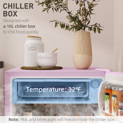 Mini-réfrigérateur HOMCOM de 3,2 pi³ avec congélateur, réfrigérateur compact à une porte avec thermostat réglable pour chambre à coucher