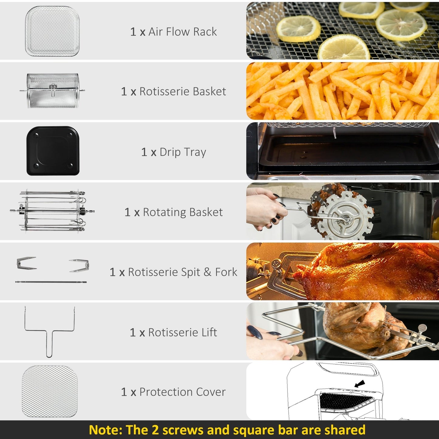 Grand four à friteuse à air HOMCOM de taille familiale, four de comptoir idéal pour la cuisine - 12,5 x 13,25 x 14,5