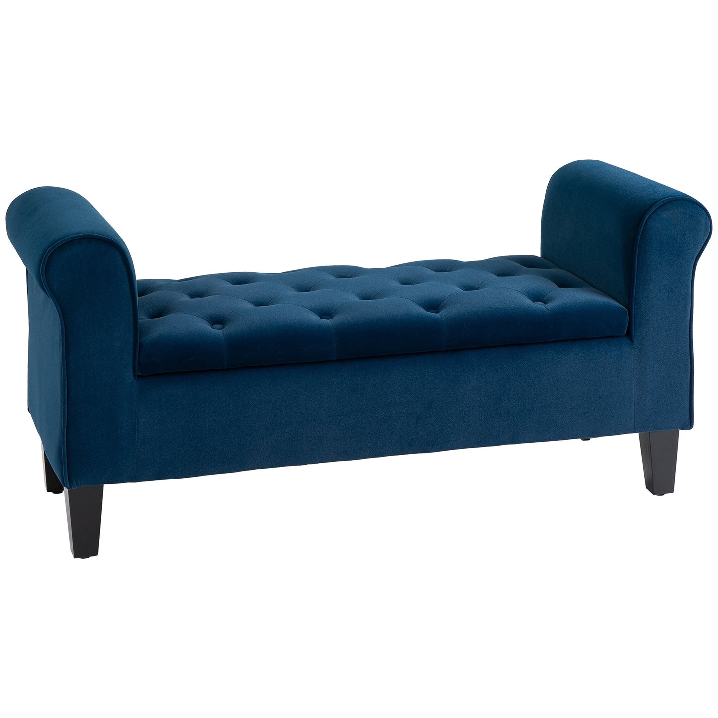 Banc ottoman de rangement capitonné à boutons HOMCOM, banc de lit rembourré avec accoudoirs roulés pour chambre, salon ou couloir