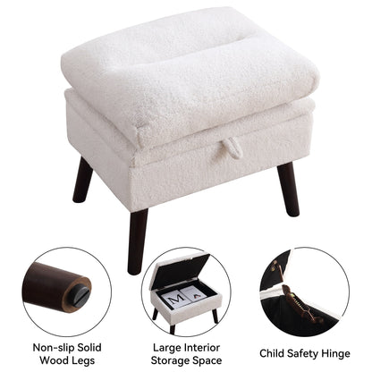 Fauteuil d'appoint HOMYKA avec dossier réglable et pouf de rangement