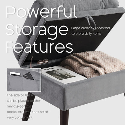 Fauteuil d'appoint HOMYKA avec dossier réglable et pouf de rangement