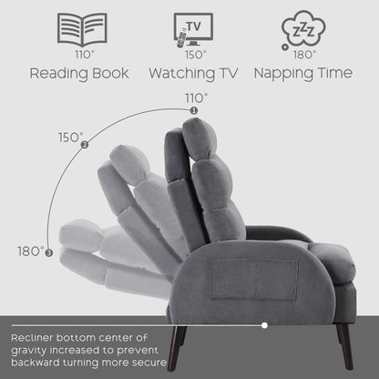 Fauteuil d'appoint HOMYKA avec dossier réglable et pouf de rangement