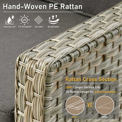 Ensemble de 2 chaises de patio d'extérieur en rotin et osier à dossier haut HOOOWOOO