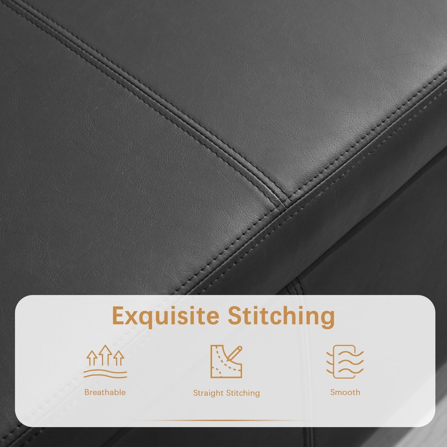 Pouf de rangement rectangulaire rembourré 50,3 x 17,50 x 18 po - Similicuir