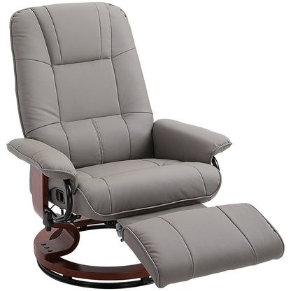 Fauteuil inclinable manuel pivotant et réglable en similicuir HomCom avec repose-pieds confortable et relaxant