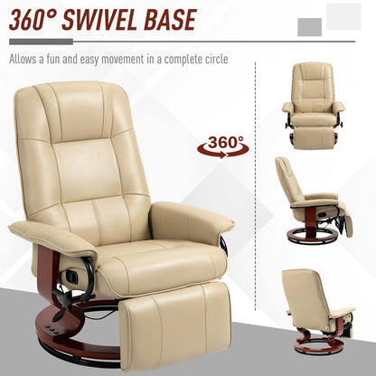 Fauteuil inclinable manuel pivotant et réglable en similicuir HomCom avec repose-pieds confortable et relaxant