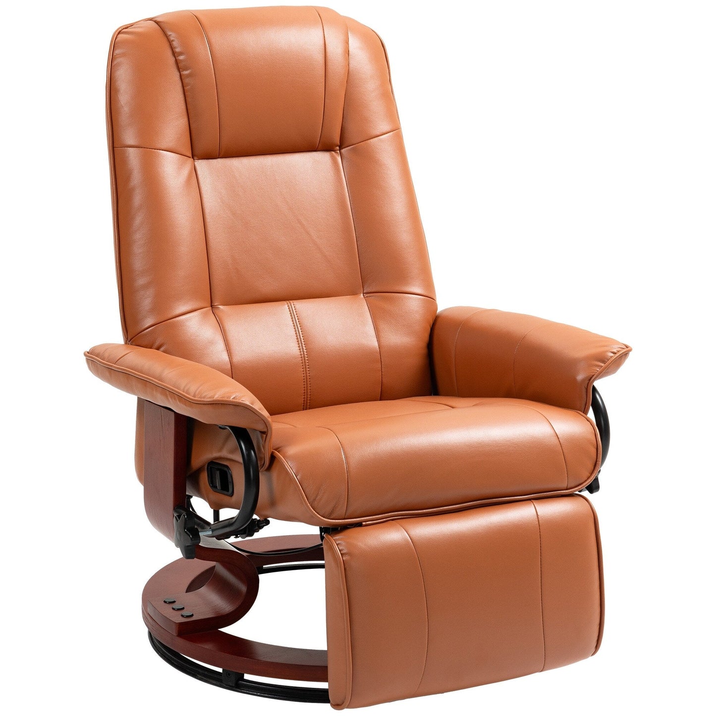 Fauteuil inclinable manuel pivotant et réglable en similicuir HomCom avec repose-pieds confortable et relaxant