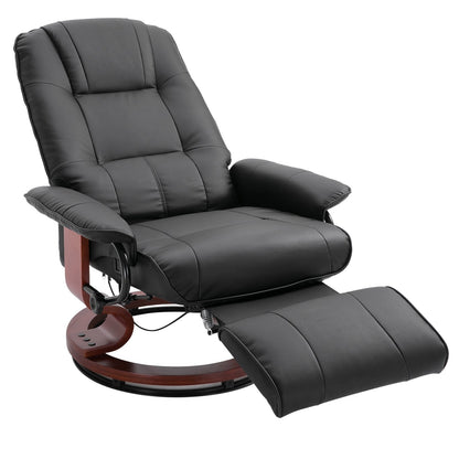Fauteuil inclinable manuel pivotant et réglable en similicuir HomCom avec repose-pieds confortable et relaxant