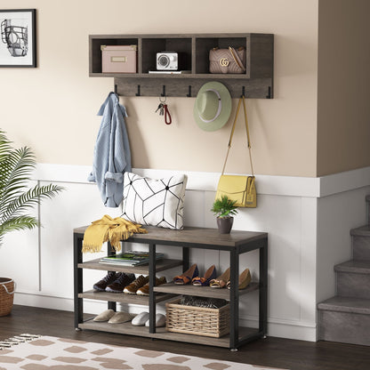 Ensemble de porte-manteaux et de bancs à chaussures pour entrée, porte-manteaux et porte-chaussures de style industriel