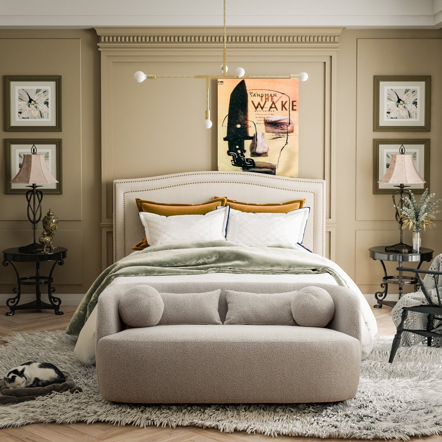 Causeuse 2 places rembourrée KINWELL Boucle avec oreillers