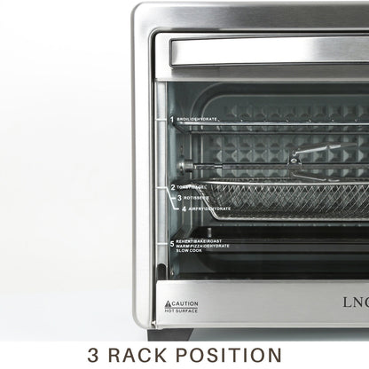 Four grille-pain de comptoir LNC 12 en 1 de grande capacité (34 pintes), convection, rôtissoire et friteuse à air - 19,5 L x 15 l x 12,5 H