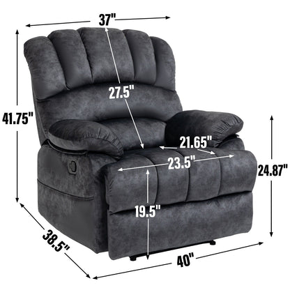 Grand fauteuil inclinable manuel pour adulte, canapé inclinable simple en tissu confortable, fauteuil inclinable rembourré pour salon