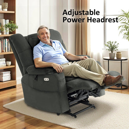 Fauteuil inclinable électrique à double moteur MCombo, grand format, avec massage et double chauffage, pour personnes âgées de grande taille, tissu R7635
