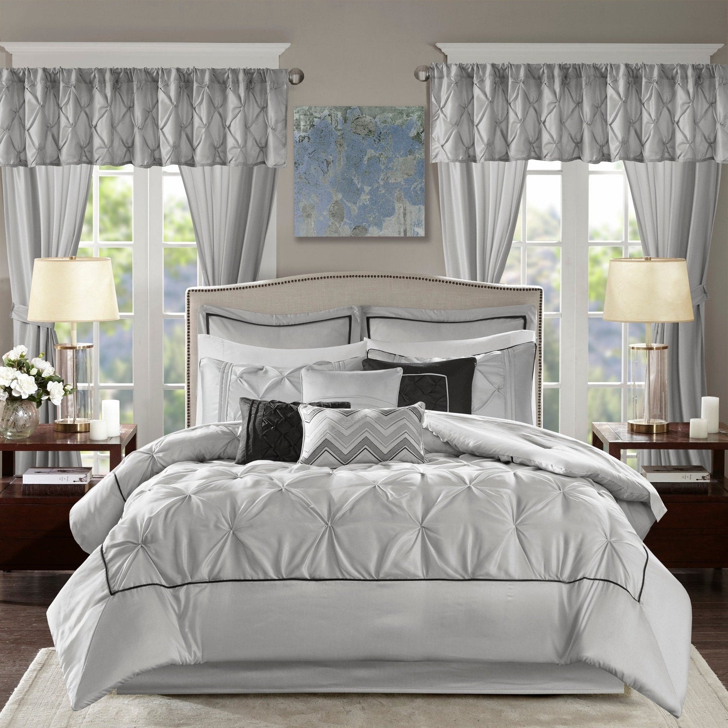 Madison Park Essentials Loretta Ensemble de 24 pièces avec rideaux et draps