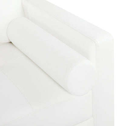 Canapé moderne en cuir véritable avec pieds en bois et coussin traversin supplémentaire