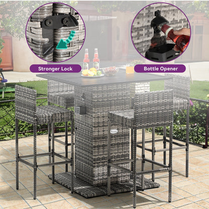 Ensemble de bar en osier pour meubles d'extérieur Moasis 5 pièces - 5 pièces