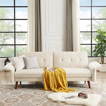 Canapé-lit futon moderne, canapé-lit convertible avec pieds fuselés en bois, 78,35 l, petit canapé à dossier divisé pour salon