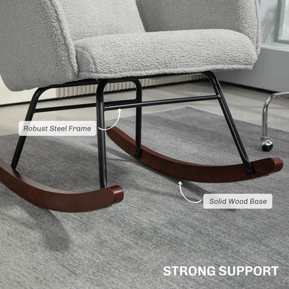 Fauteuil à bascule rembourré moderne avec dossier haut, appui-tête et coussin lombaire pour salon ou chambre à coucher