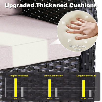 Ensemble de conversation 5 pièces en osier pour patio à dossier haut OVIOS