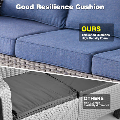 Ensemble de conversation 5 pièces en osier pour patio à dossier haut OVIOS