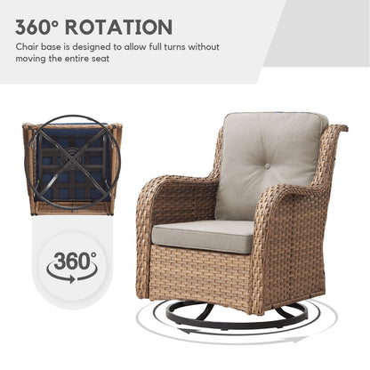 Chaises à bascule d'extérieur en osier Gymojoy avec base pivotante (lot de 2)