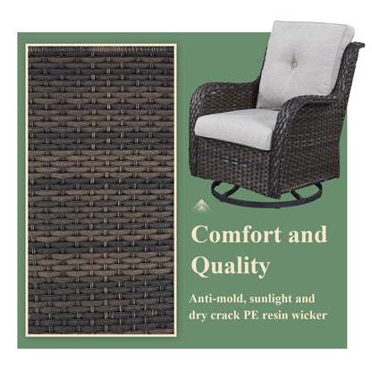 Chaises à bascule d'extérieur en osier Gymojoy avec base pivotante (lot de 2)